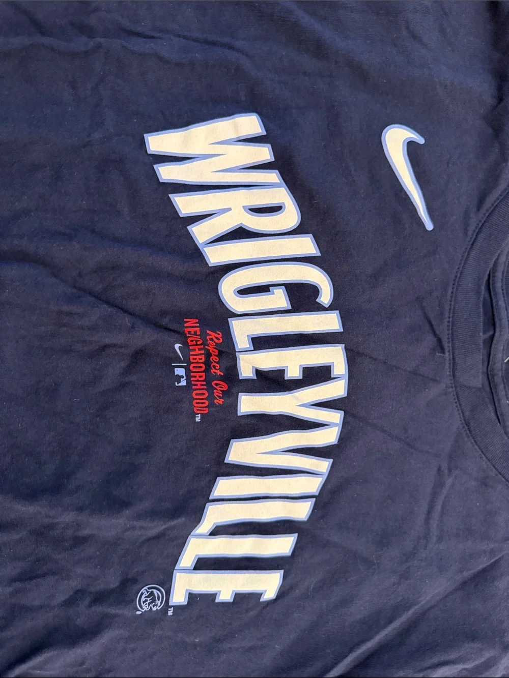 Nike Navy and White Wrigleyville Graphic Tee xxl Chicago Cubs